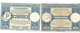 Coupon-réponse Belgique - 2 X 8 Francs Belges - Modèles Lo 15 & 17 - IRC CRI IAS - Ixelles - !!! Un Coupon Plié - Coupons-réponse Internationaux