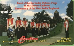 BARBADES  -  Phonecard  -  Cable § Wireless  -  Band Of The Barbados Defense Force  -  BD $ 40 - Barbados