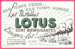 BUVARD Illustré - BLOTTING PAPER - Pastilles LOTUS Rochefort Sur Mer - Vieilles Voitures - Imp. L. MIETTE - Produits Pharmaceutiques