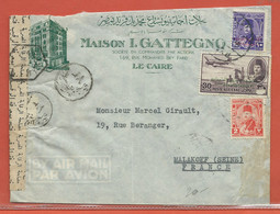 EGYPTE LETTRE CENSUREE DU CAIRE POUR MALAKOFF FRANCE - Lettres & Documents