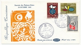 TUNISIE - Enveloppe FDC - Journée Des Nations Unies - TUNIS 1962 - Tunisie (1956-...)