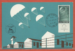 ISRAEL CARTE MAXIMUM PARACHUTE DE 1955 DE TEL AVIV - Cartoline Maximum
