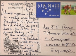 Australia & Marcofilia, Gorgonia And Stinging Coral,  Great Barrier Reef, Seven Hills To  London England 1991 (99) - Storia Postale