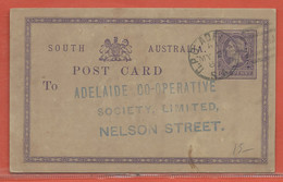 AUSTRALIE DU SUD ENTIER POSTAL DE 1887 DE ADELAIDE - Lettres & Documents