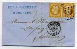 YT N°13 X2 Sur Lettre De BORDEAUX / Dept 32 Gironde / 1856 - 1849-1876: Classic Period