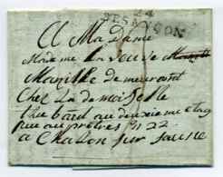 Lettre De La CHAUX DE FOND (SUISSE) Mis à La Poste à BESANCON - 1701-1800: Précurseurs XVIII