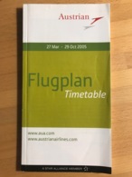 Austrian 27 Mar - 29 Oct 2005 Flugplan Timetable - Horarios