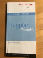 Austrian 25 Oct 2009 - 27 Mar 2010 Flugplan Timetable - Horaires