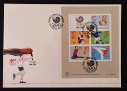 MAC1305 - Macau FDCB With Block Of 6 Stamps - Seoul Olympic Games - Macau - 1988 - FDC