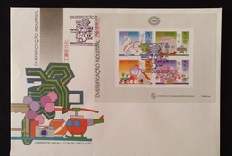 MAC1309-Macau FDCB With Block Of 4 Stamps - Industrial Diversification - Macau - 1990 - FDC