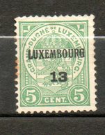 LUXEMBOURG Préoblitéré 13 Sur 5c Vert 1907 N° 92 - 1907-24 Abzeichen