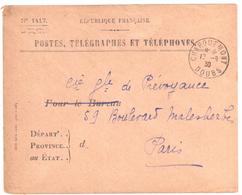 CHAROUEMONT Doubs Enveloppe Postes Télégraphes Et Téléphones N° 1417 Utilisé Pour Le Recouvrement Ob 1930 Type 04 - Cachets Manuels