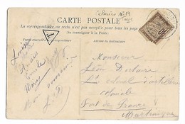 Martinique FORT DE FRANCE Timbre Taxe Sur Cpa 10c Colonies N° 19 Yvert 1904    ...G - Timbres-taxe