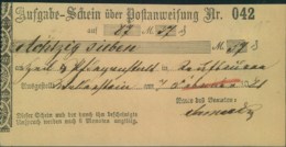 1881, Aufgabeschein Für Eine Postanweisung Von WALLENSTEIN - Cartas & Documentos