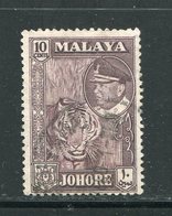 JOHORE- Y&T N°137- Oblitéré (tigres) - Johore