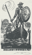 Ex Libris Roland Roveda (Don Quichote) - Lázár László Nagy (1935-) Gesigneerd - Ex Libris