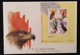 MAC1315-Macau FDCB With Block Of 4 Stamps - Birds Of Prey - Macau - 1993 - FDC