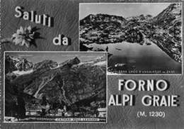 M09057 "SALUTI DA FORNO ALPI GRAIE (M. 1230)"2 VEDUTE - CART. ILLUSTR. ORIG.  SPED.1957 - Saluti Da.../ Gruss Aus...