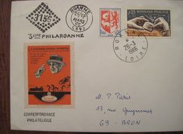 France 1966 ROANNE Enveloppe Cover Vignette Canotier Correspondance Philatelique 3e PHILAROANNE - Altri
