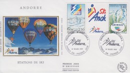 Enveloppe  FDC  1er  Jour  ANDORRE   Stations  De  Ski   Andorranes    1993 - FDC