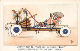 20-3840 : CARTE ILLUSTREE PAR MICH. CHARLEY FAIT DE L'AUTO SUR SA LEGERE EOLE. - Mich