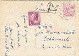 LUXEMBURG TAXE / PORTO ZK PZ (B) " MIDDELKERKE 11.9.67" Naar Echternach  Met "T" "1/6" En ZEGEL Lu 664(2Fr.) Stempel "T" - Strafport