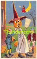 CPA EN RELIEF GAUFREE  HALLOWEEN CITROUILLE  EMBOSSED CARD PUMPKIN JACK O LANTERN - Halloween