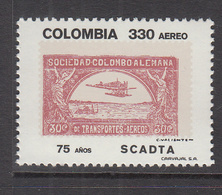1995 Colombia SCADTA Stamps On Stamps Aviation Complete Set Of 1  MNH - Colombie