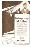 PUB  HUILE " MOBILOIL  "   Et CHARLES LINDBERGH  1927 - Pubblicità