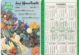 1990 Pocket Calendar Calandrier Calendario Portugal Frutas E Legumes Fruits And Vegetables Legumes Verduras - Grand Format : 1981-90