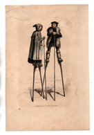 40 - GRAVURE . " L'HABITANT DES LANDES " . BERGERS ÉCHASSIERS . DESSIN DE MONTIGNEUL - Réf. N°104P - - Prints & Engravings