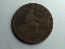 Espagne Diez Centimos 1870 OM - Münzen Der Provinzen