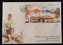 MAC1337-Macau FDCB With Block Of 1 Stamp - Ways Of Life - Street Traders - Macau - 1998 - FDC