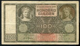 Netherlands  - 100 Gulden 1930 I 'Luitspelende Vrouw' / AM 1931  - See The 2 Scans For Condition.(Originalscan ) - [1] …-1815: Vor Dem Königreich