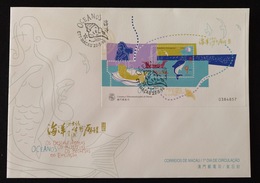 MAC1341-Macau FDCB With Block Of 1 Stamp - Oceans - Discoveries, Mysteries, Endangered Resources - Ma - FDC