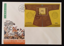 MAC1344-Macau FDCB With Block Of 1 Stamp - Civil And Military Insignia - Macau - 1998 - FDC