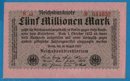 DEUTSCHES REICH	5 Millionen Mark 	20.08.1923	# 8AJ * 044052  P# 105 - 5 Mio. Mark