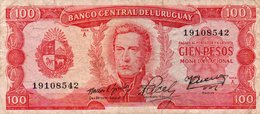 URUGUAY 100 PESOS 1967 P-47a.5   CIRC - Uruguay