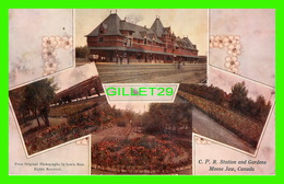 MOOSE JAW, SASKATCHEWAN - C. P. R. STATION AND GARDENS - 4 MULTIVUES - ANIMATED - LEWIS RICE, ILLUSTRATOR & PUB. - - Andere & Zonder Classificatie