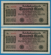 DEUTSCHES REICH 2x 1000 Mark Code MK 15.09.1922	# Ha 255570+571 P# 76g	" Cons. Nbr" - 1000 Mark