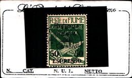 93729) ITALIA -50 C. Su 5 C.Reggenza Italiana Nel Carnaro Soprastampati Arbe - ESPRESSI - 28 Novembre 1920-USATO-FIRM - Fiume