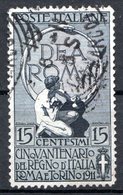 ITALIE (Royaume) - 1911 - N° 91 - 15 (+ 5) C. Gris-noir - (Cinquantenaire De L'Union Italienne) - Afgestempeld