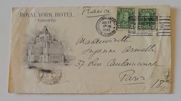 Busta Intestata "Royal York Hotel" Toronto Per Parigi - 17/08/1930 - Lettres & Documents