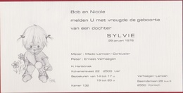 Geboortekaartje 1978 Carte Faire Part De Naissance Birth Bebe Baby Geburtsanzeige Sylvie Verhaegen Lamoen Kontich - Geburt