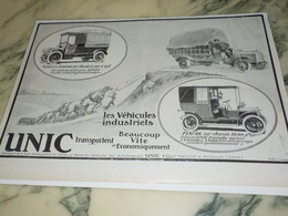 ANCIENNE PUBLICITE  CAMION  DE LIVRAISON  UNIC 1913 - Camions