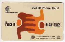 SAINTE LUCIE TELECARTE REF MVCARDS STL-331A CABLE & WIRELESS 10$ UNESCO 2 Peace Is In Our Hands - St. Lucia