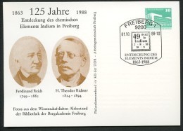 DDR PP18 C2/006 Privat-Postkarte ENTDECKUNG INDIUM REICH RICHTER Freiberg Sost.1988  NGK 5,00 € - Cartoline Private - Usati