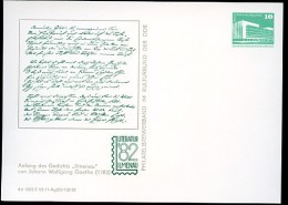 DDR PP18 C2/010 Privat-Postkarte GOETHE GEDICHT "ILMENAU" 1982  NGK 4,00 € - Privé Postkaarten - Ongebruikt