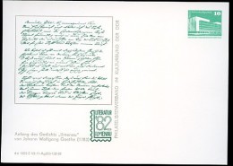 DDR PP18 C2/010 Privat-Postkarte GOETHE GEDICHT "ILMENAU" 1982  NGK 4,00 € - Cartoline Private - Nuovi