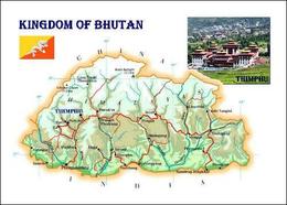Bhutan Country Map New Postcard Landkarte AK - Cartes Géographiques